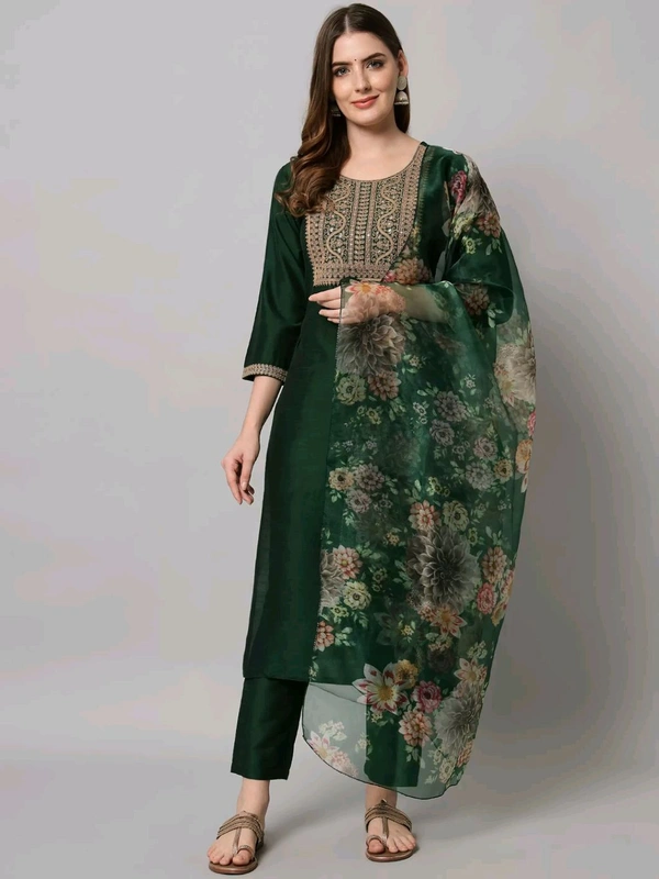Neha Collection Beautiful 3-Piece Salwar Kameez With Dupatta - Green, XXL