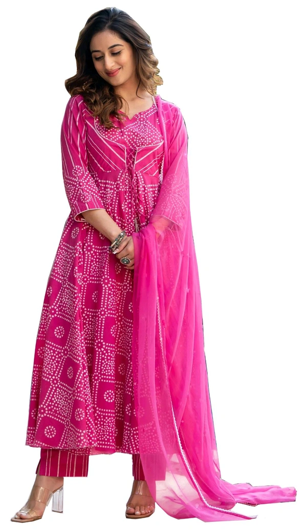 Neha Collection Beautiful 3-Piece Salwar Kameez With Dupatta 4 - Pink, L