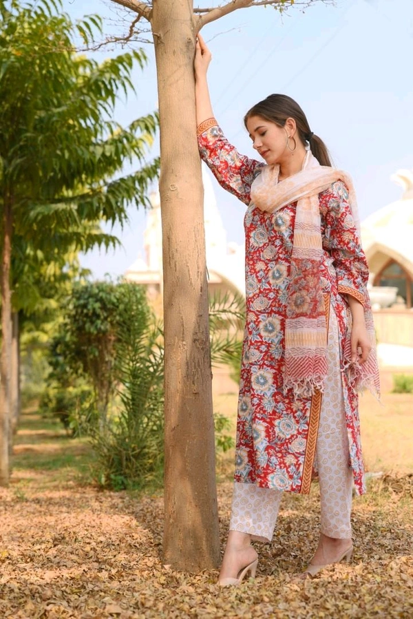 Neha Collection Beautiful 3-Piece Salwar Kameez With Dupatta - Dmpal red, XL
