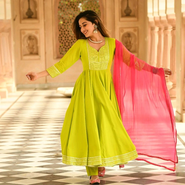 Neha Collection Beautiful 3-Piece Salwar Kameez With Dupatta - XL, limegreen