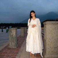 Neha Collection ach-white gown With Dupatta  - XXL, White