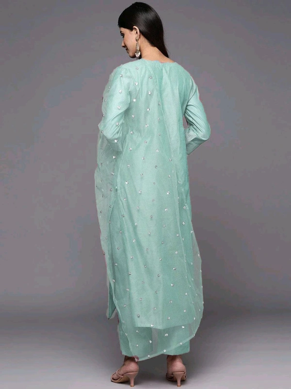 Neha Collection Beautiful 3-Piece Salwar Kameez With Dupatta  - Firozi, M