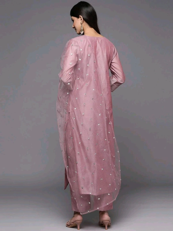 Neha Collection Beautiful 3-Piece Salwar Kameez With Dupatta  - Rose Gold, L