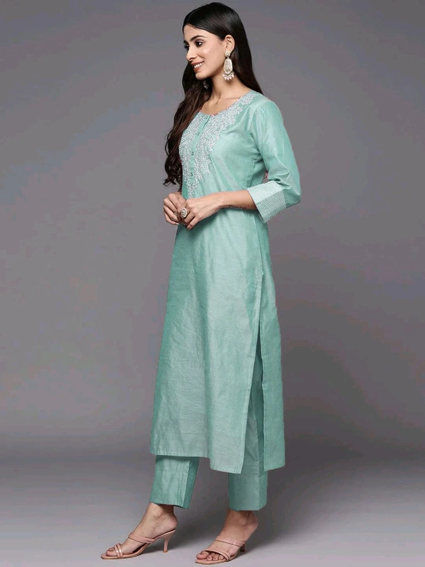 Neha Collection Beautiful 3-Piece Salwar Kameez With Dupatta  - Firozi, L