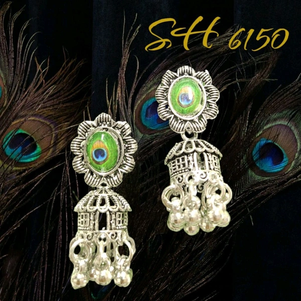 Neha Collection Silver Plated Oxidised Earrings