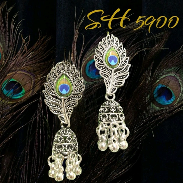 Neha Collection Silver Plated Oxidised Earrings