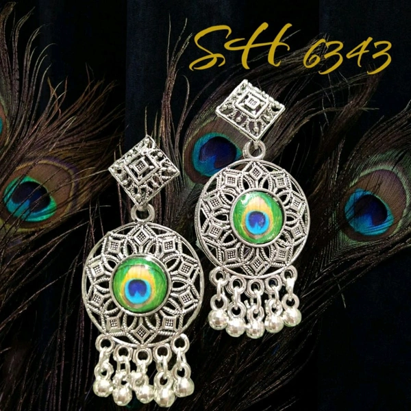 Neha Collection Silver Plated Oxidised Earrings