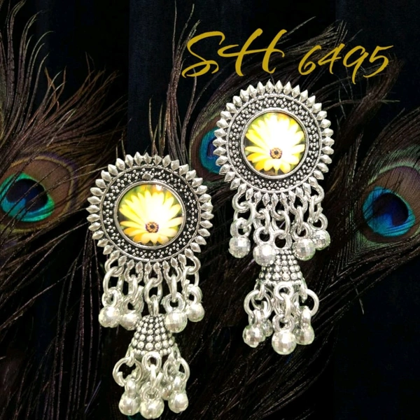 Neha Collection  Silver Plated Oxidised Earrings