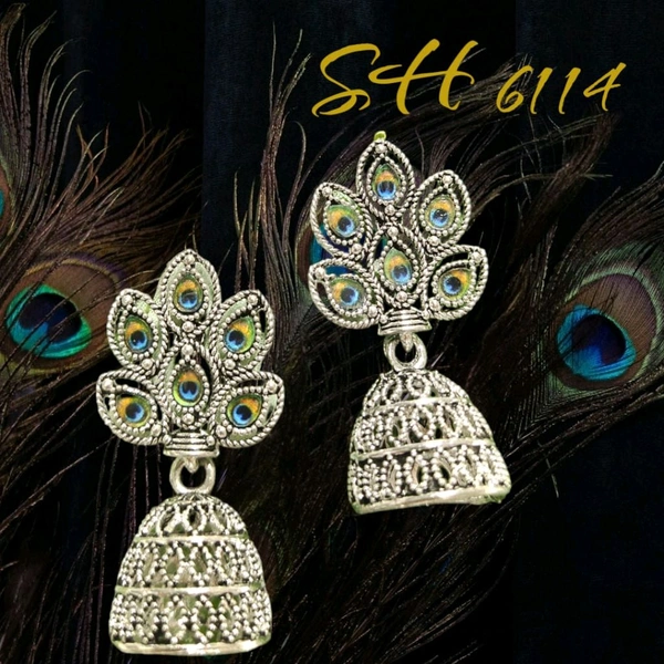 Neha Collection Silver Plated Oxidised Earrings