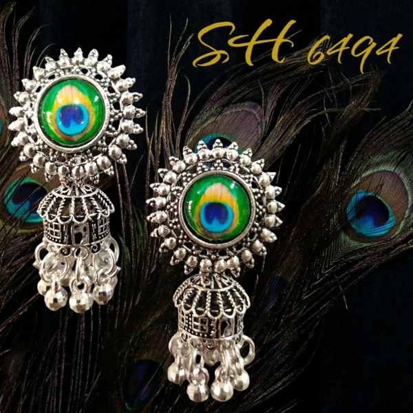Neha Collection Silver Plated Oxidised Earrings