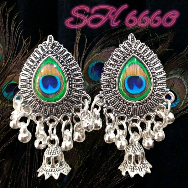 Neha Collection Silver Plated Oxidised Earrings