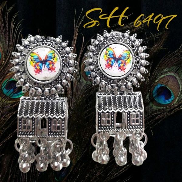 Neha Collection Silver Plated Oxidised Earrings