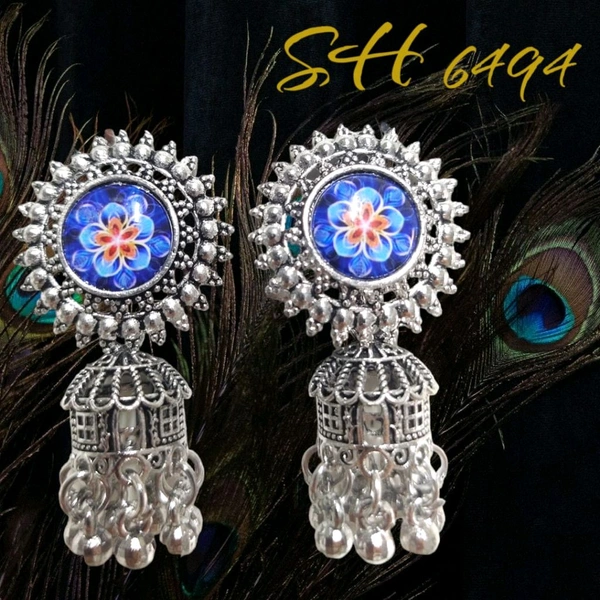 Neha Collection Silver Plated Oxidised Earrings