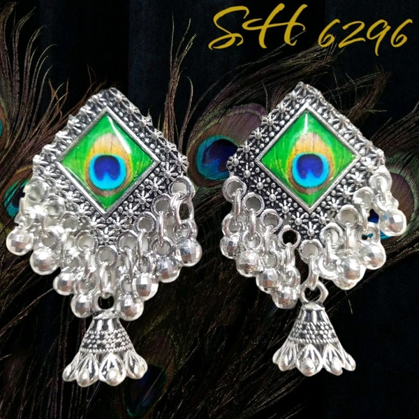 Neha Collection Silver Plated Oxidised Earrings