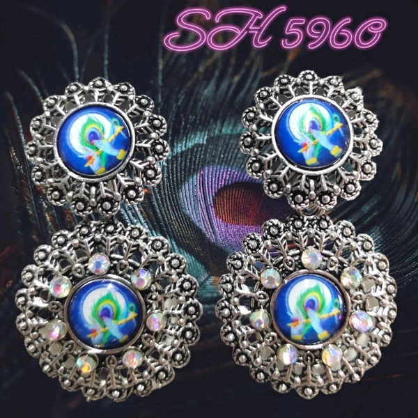 Neha Collection Silver Plated Oxidised Earrings