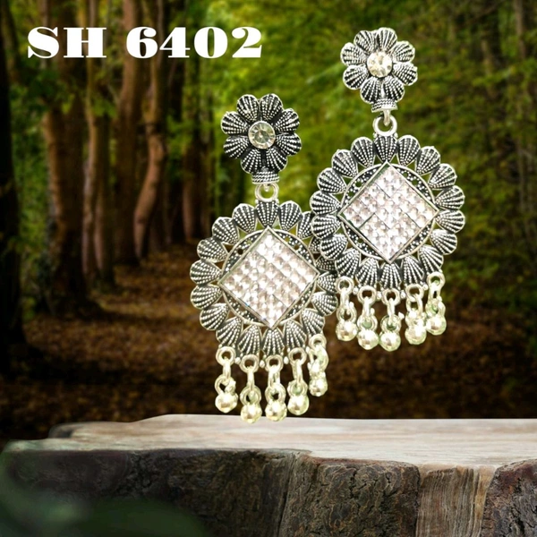 Neha Collection Silver Plated Oxidised Earrings
