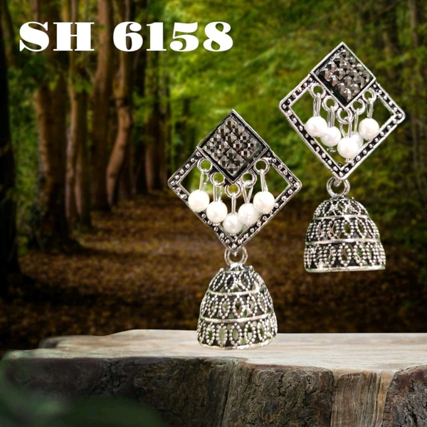 Neha Collection Silver Plated Oxidised Earrings