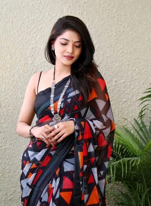 Neha Collection Trendy Multicolor Georgette Saree for a Chic Look - Pigment Indigo