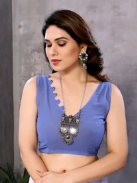 Georgette Multicolour Ready To Wear Georgette Saree With Blouse  - White