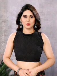 Georgette Lace border Black Ethnic Motif Georgette Saree - Black