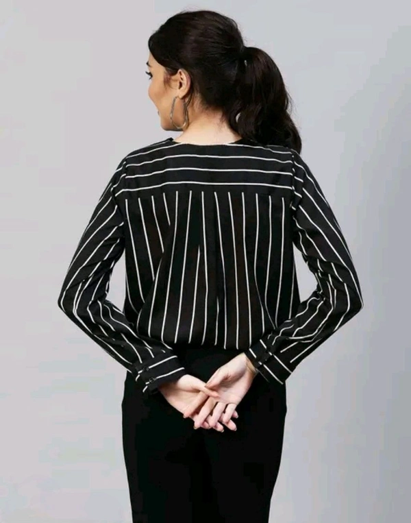 Selvia Women V-neck, button placket, Full Shirt  - Black, S