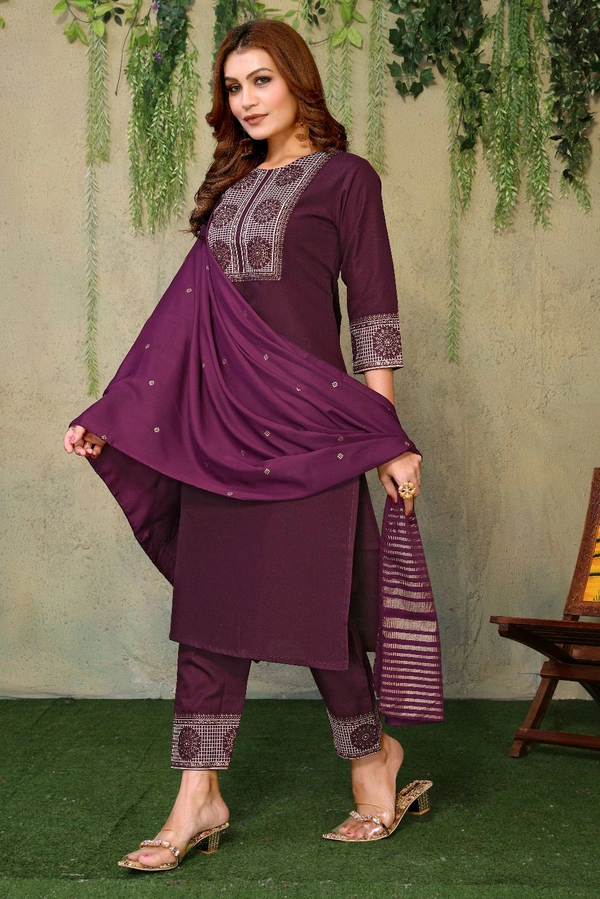 Neha Collection Ethnic Salwar Kameez with Dupatta - Premium Quality Fabric - Purple, M