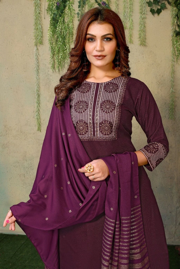 Neha Collection Ethnic Salwar Kameez with Dupatta - Premium Quality Fabric - Purple, M