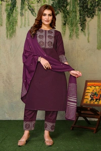 Neha Collection Ethnic Salwar Kameez with Dupatta - Premium Quality Fabric - Purple, M