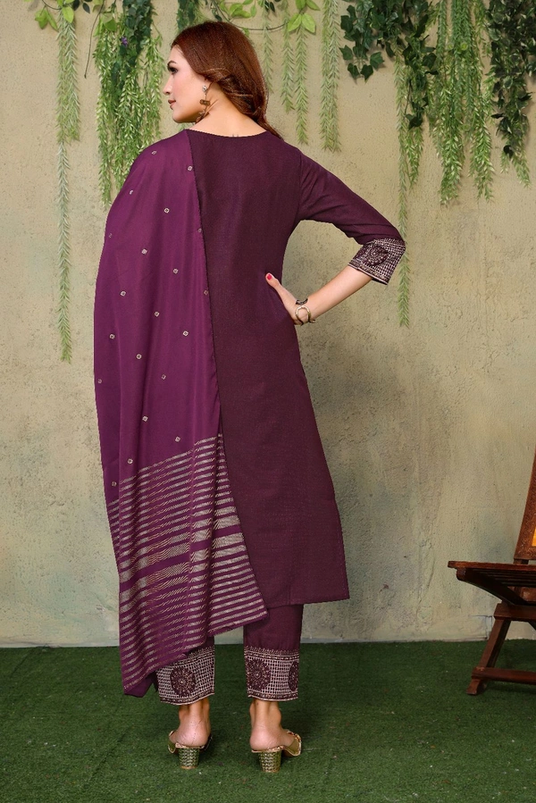 Neha Collection Ethnic Salwar Kameez with Dupatta - Premium Quality Fabric - Purple, M