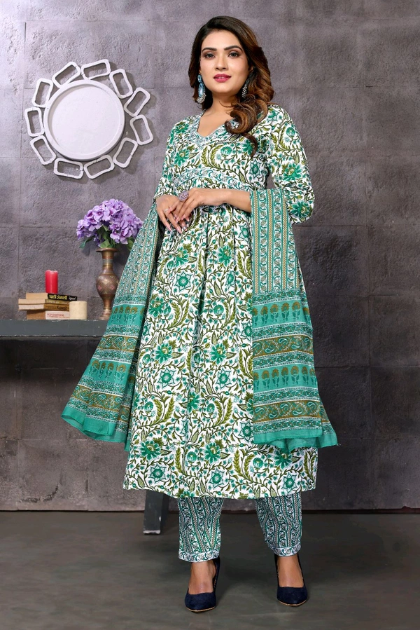 Neha Collection Salwar Kameez Set with Dupatta - Perfect for Festive Occasions - Mint Green, XL
