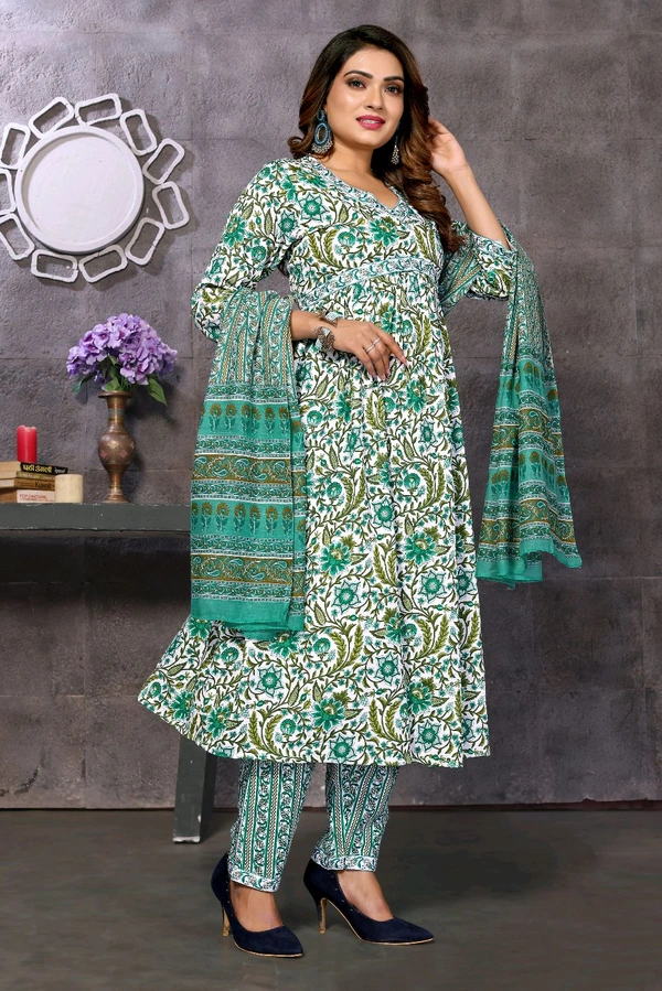 Neha Collection Salwar Kameez Set with Dupatta - Perfect for Festive Occasions - Mint Green, XL