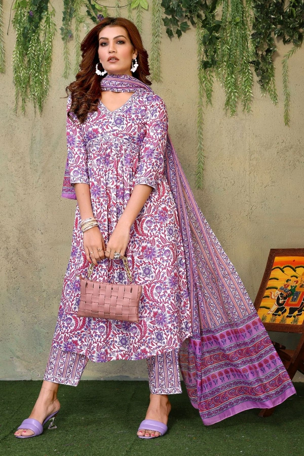 Neha Collection Salwar Kameez with Matching Dupatta - Traditional Indian Attire - Magenta / Fuchsia, XXL