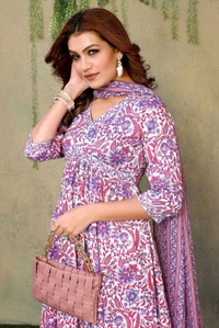 Neha Collection Salwar Kameez with Matching Dupatta - Traditional Indian Attire - Magenta / Fuchsia, XXL