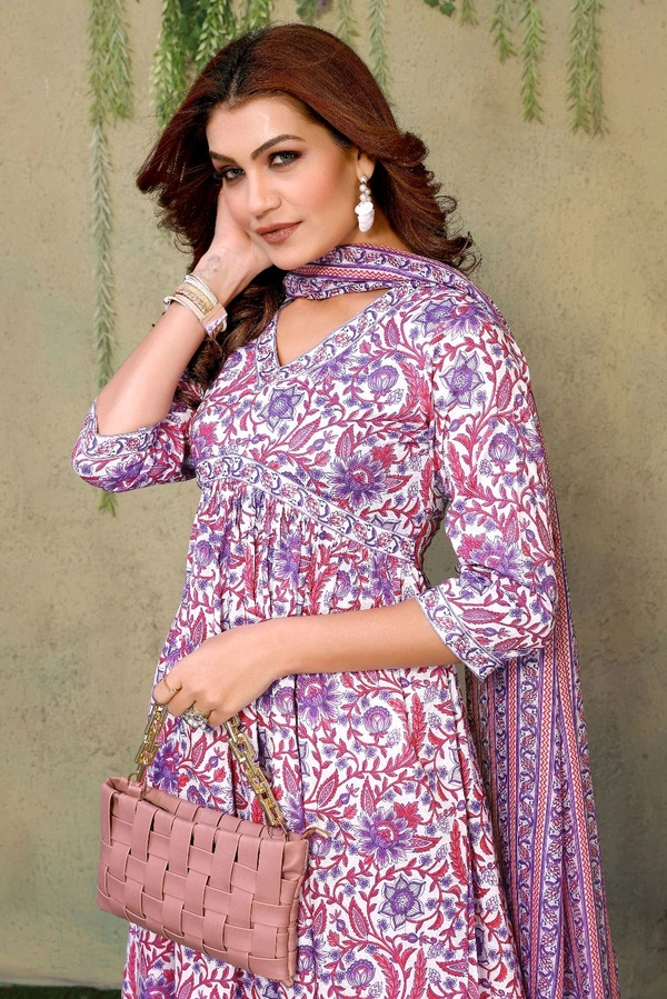 Neha Collection Salwar Kameez with Matching Dupatta - Traditional Indian Attire - Magenta / Fuchsia, XXL