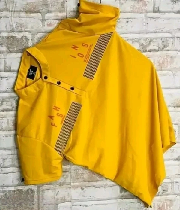 N C Men Striped Henley Neck Poly Cotton Yellow T-Shirt - XL, Yellow