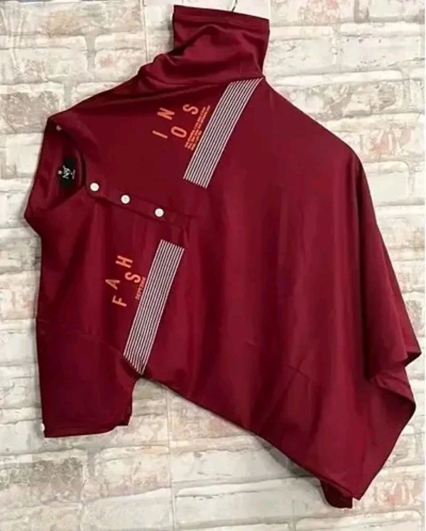 Neha Collection Men Striped, Typography Henley Neck Poly Cotton Maroon T-Shirt - XXL, Maroon