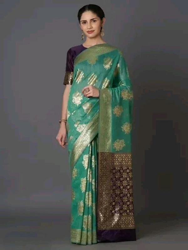 Banarasi Silk  Banarasi Cotton Silk Saree with Blouse piece