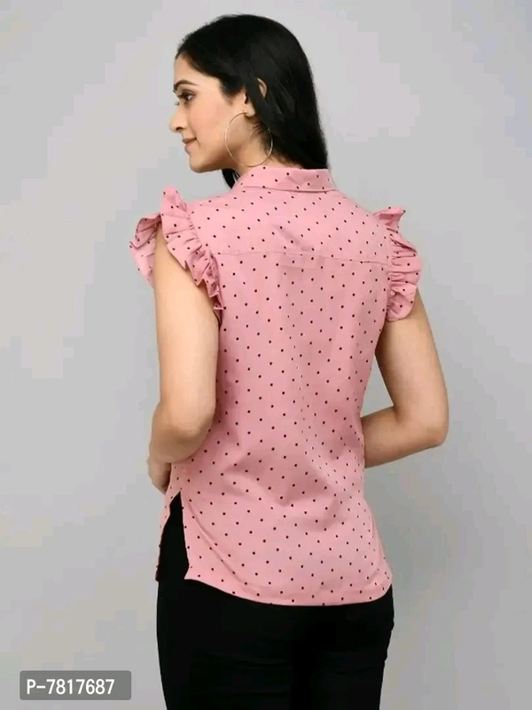 Neha Collection Tie Up Neck Polka Dot Women's Top - M