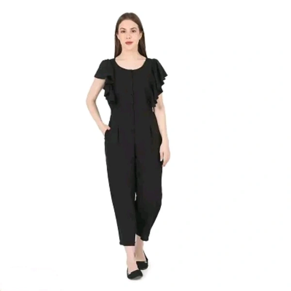 Neha Collection Classic Solid Color Polyester one piece Jumpsuit - Black, M