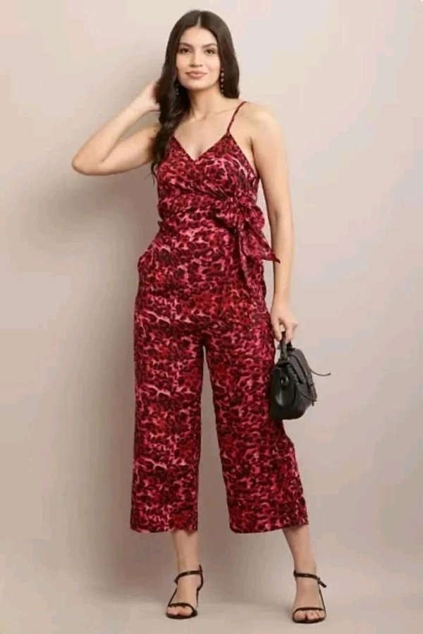 Neha Collection Stylish Crepe One-piece Jumpsuits for Women - Maroon, S