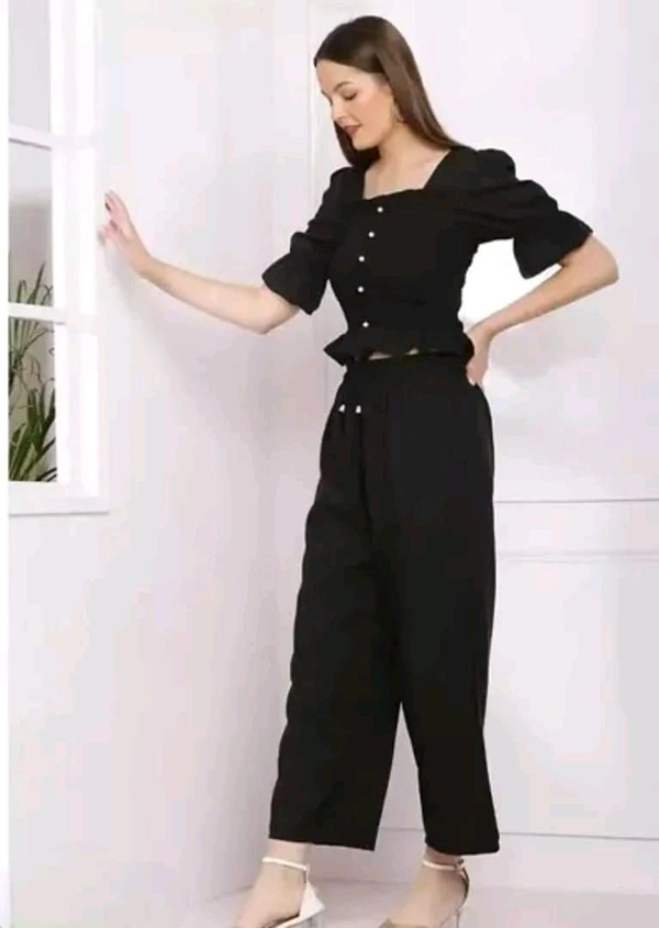 Neha Collection Stylish Crepe two-piece Jumpsuits for Women - Black, M