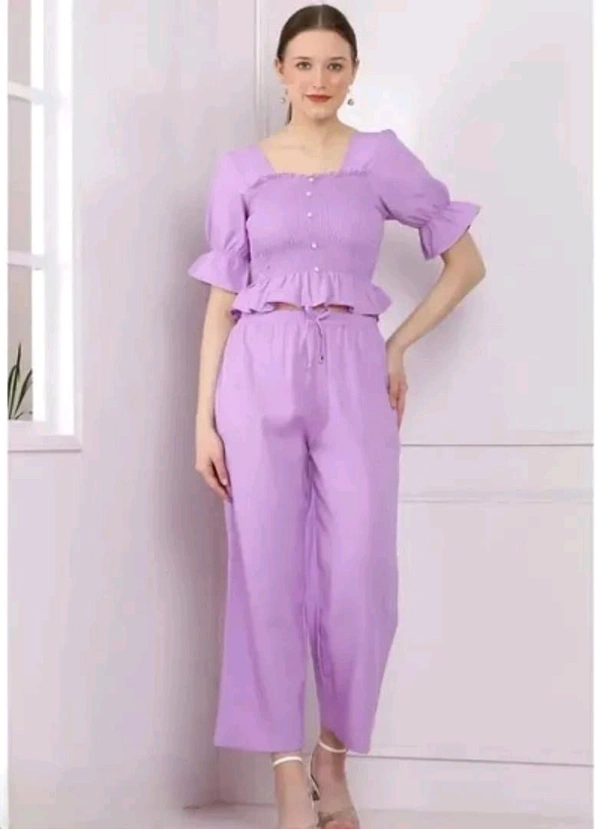 Neha Collection Stylish Crepe two-piece Jumpsuits for Women - Mauve, XL