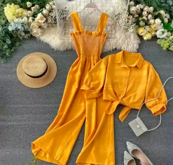 Neha Collection Stylish Designe Women Top And Bottom Sets- Co-ord Set For Women - L, Yellow Orange