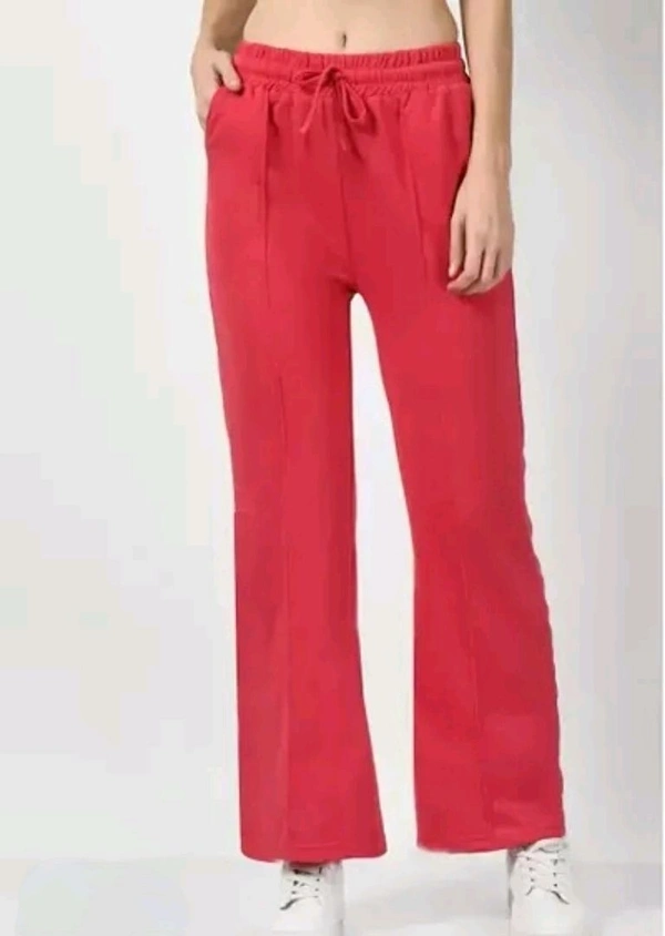 Neha Collection Elegant Red Cotton Solid Trousers For Women - 32