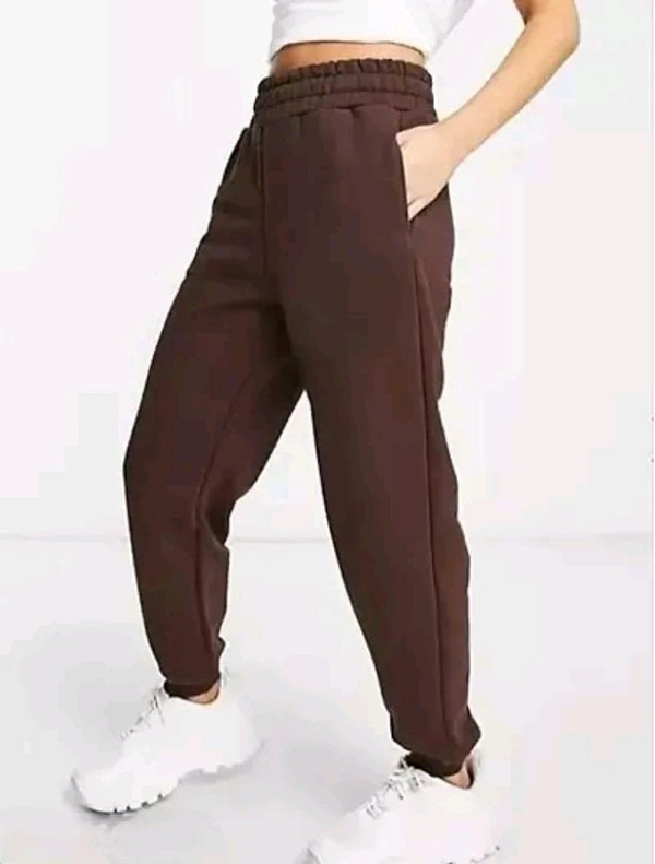 Neha Collection Elegant Brown Cotton Solid Trousers For Women - 30