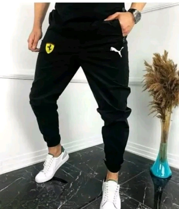 Men's Ferrari Logo Track Pants by Puma - Black - Black, 32