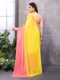 Neha Collection Pink And Yellow Ready To Wear Georgette Saree 