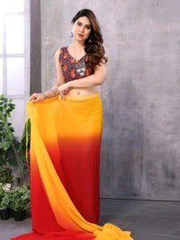 Neha Collection Red And Orange Ready To Wear Georgette Saree 