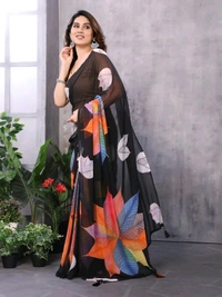 Neha Collection Black Ready To Wear Georgette Saree 
