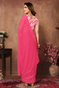 Neha Collection Pink  Ready To Wear Georgette Saree With Blouse 